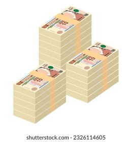 Guatemalan Quetzal Vector Illustration. Guatemala money set bundle banknotes. Paper money 100 GTQ. Flat style. Isolated on white background. Simple minimal design.