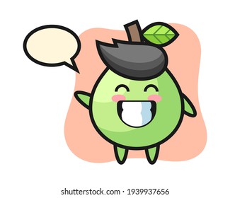 Guava cartoon character doing wave hand gesture