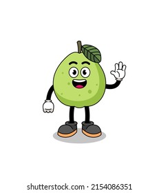 guava cartoon doing wave hand gesture , character design