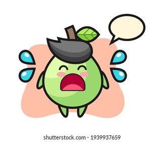 Guava cartoon illustration with crying gesture