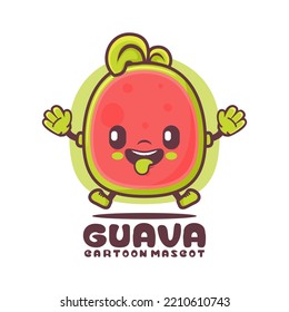 Mascota de dibujos animados de guayaba. ilustración vectorial de fruto. aislado en un fondo blanco