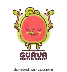 Guava cartoon mascot. fruit vector illustration. isolated on a white background