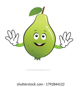 The guava character smiles on the white background - vector