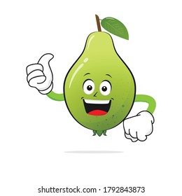 The guava character smiles raising a thumb on a white background -vector