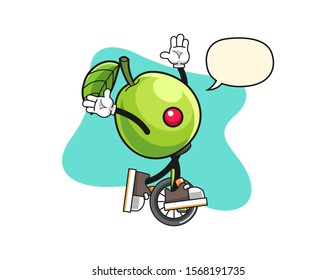 Guava clown with speech bubble cartoon. Mascot Character vector.