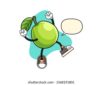 Guava excited with speech bubble cartoon. Mascot Character vector.