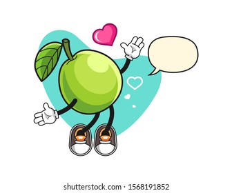 Guava fall in love with speech bubble cartoon. Mascot Character vector.
