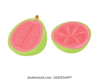 Guayaba. Vector plano, ilustración Clipart aislado sobre fondo blanco.