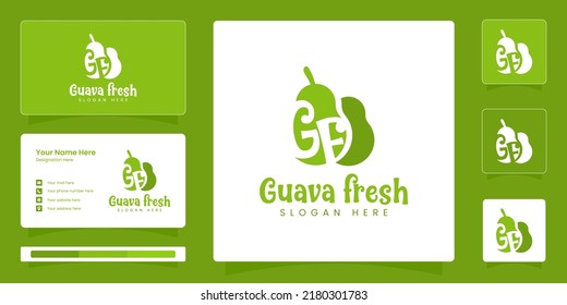 Guava fresh fruit logo. Fruit logo with business identity vector design template.