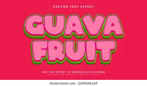 Guava Fruit 3D Editable Text effect Template Suitable for Cartoon Style