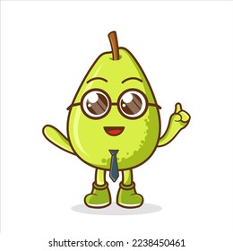 Guava Fruit cartoon businessman mascot character wearing tie and glasses