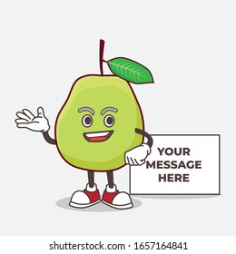 Guava Fruit cartoon mascot character with whiteboard