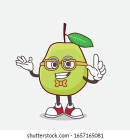 Guava Fruit cartoon mascot character in geek style