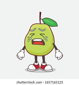 Guava Fruit cartoon mascot character with crying expression