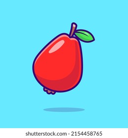 Guava Fruit Cartoon Vector Icon Illustration. Food Nature Icon Concept Isolated Premium Vector. Flat Cartoon Style