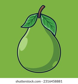 Guava Fruit Cartoon Vector Icon Illustration. Food Fruit Icon Concept Isolated Premium Vector. Flat Cartoon Style Suitable for Web Landing Page, Banner, Sticker, Background