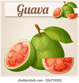 Fruta de guayaba. Icono vectorial de caricatura. Serie de alimentos y bebidas e ingredientes para cocinar.