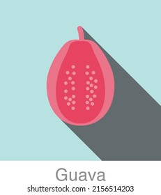 icono plano de fruto de guayaba, ilustración vectorial