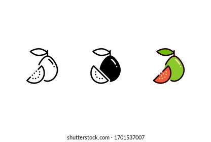 Guava fruit icon. With outline, glyph, and filled outline style