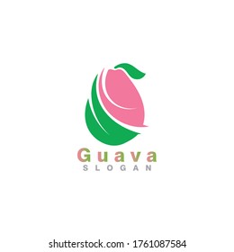 Diseño del logo de la fruta de guayaba simple y moderno vector de plantilla