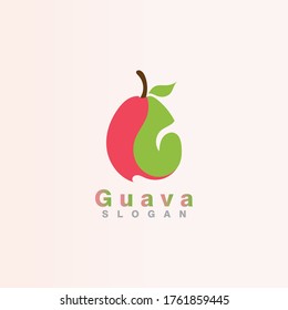 Guava fruit logo simple design on background template vector