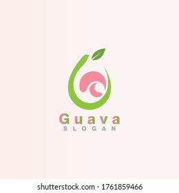 Guava fruit logo simple design on background template vector