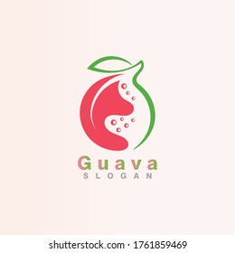 Guava fruit logo simple design on background template vector