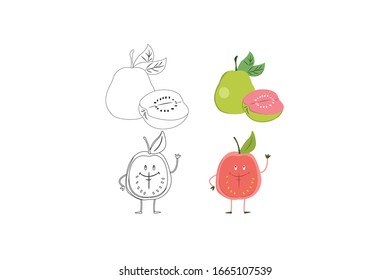 Guava Fruit Object Vector Illustration Bundle