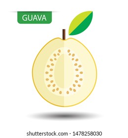 Guava, fruit on white background. Flat design style. vector illustration.