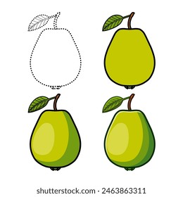 guava fruit set illustration. You can use it for children books, web design, posters, campaigns, and many more. Can be easily resized and change colors of each and every shape as required.