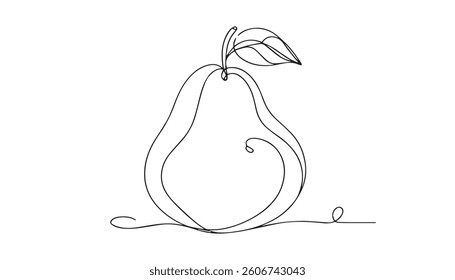Guava fruit simple color vector illustration. One continuous line art drawing with lettering organic guava fruit.
