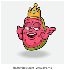 Guava Fruit With Smug expression. Mascot cartoon character for flavor, strain, label and packaging product. Vector Illustration