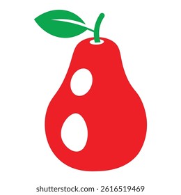 guava fruit vector, icon or logo, the design is very simple, the vector contains a very bright red color so that the fruit looks very delicious, you can download our vector as you wish, it can be used