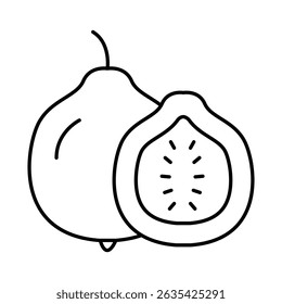Guava Fruits Editable Stroke Icons. Healthy Eating, Vegan Food, Diet, Weight Loss, Vegetarian Food Themes Vector Illustration