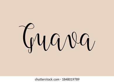 Guava Handwritten Font Typography Text Food Quote on Golden Yellow Background
