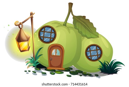 Casa de guayaba con ilustración de linterna