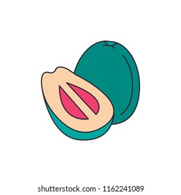 Guava icon. Cartoon guava vector icon for web design isolated on white background