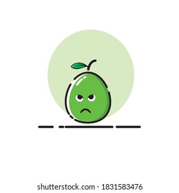 Guava icon cute vector illustration angry expression