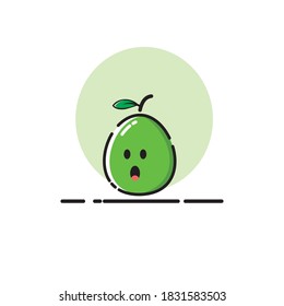 Guava icon cute vector illustration shocked expression