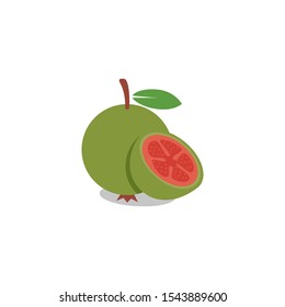 guava icon, flat guava fruit isolated on white background