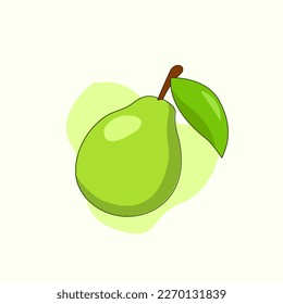 Guava icon. Fresh tropical fruit of green guava vector ilustration