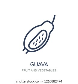 Guava icon. Guava linear symbol design from Fruit and vegetables collection. Simple outline element vector illustration on white background.