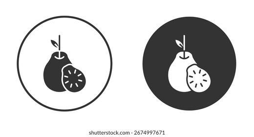 Guava icon pictogram. Vector outline illustration isolated on white background.