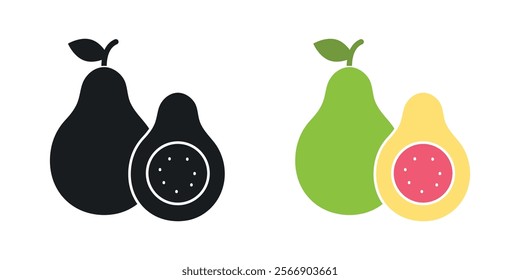 Guava icon set in black and colored