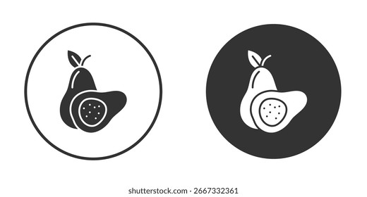 Guava Ikone in trendigen Flach Design Versionen in Schwarz und Weiß.