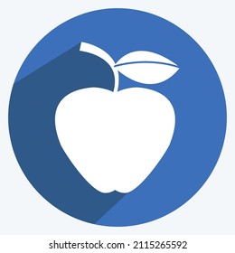 Guava Icon in trendy long shadow style isolated on soft blue background