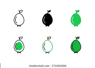 guava icon vector illustration with six different style design. isolated on white background