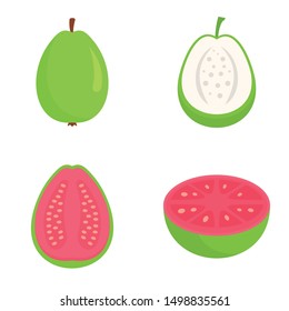 Guava icons set. Flat set of guava vector icons for web design