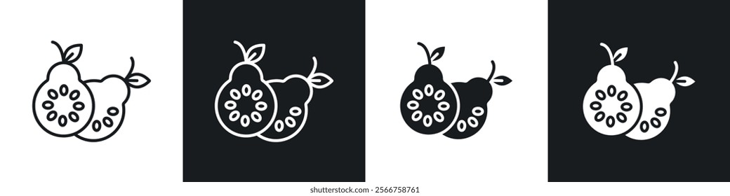 Guava icons in Thin line black color. flat simple vector symbols illustration.