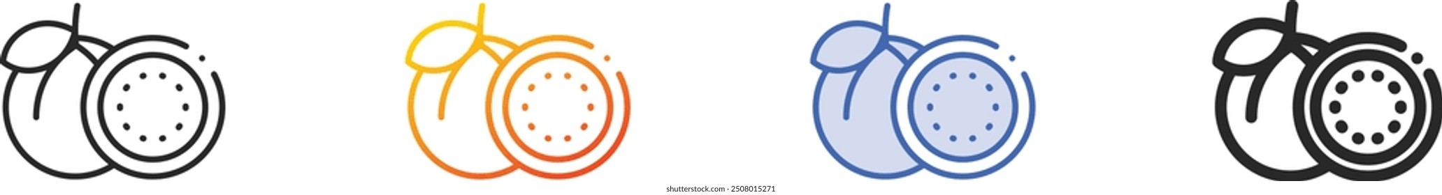 guava icon.Thin Linear, Gradient, Blue Stroke and bold Style Design Isolated On White Background